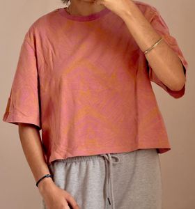Pink Graphic Print Cropped T-Shirt