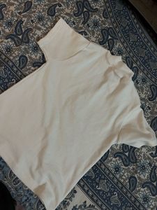 Cream Quarter Zip T-Shirt