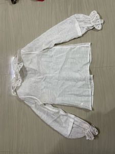 Sheer White Button-Up Blouse