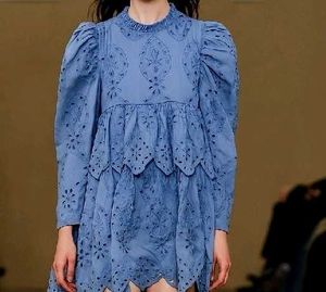 Blue Broderie Anglaise Mini Dress