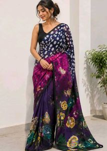 Vibrant Floral Print Saree
