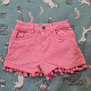 Cute Pink Shorts with Pom-Pom Detail
