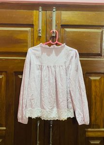 Light Pink Lace Trim Top