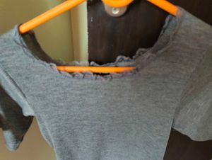 Grey Ribbed Cropped Top