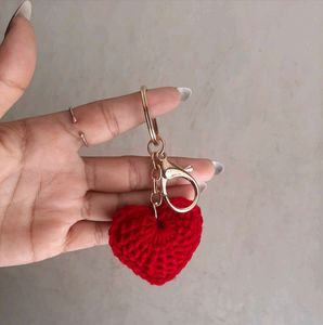 Red & Green Knitted Heart Keychain Any-1