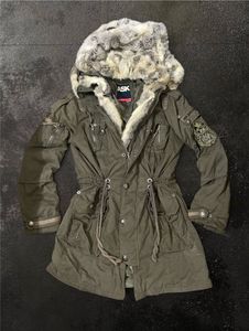 ASK Military Fur Hooded Long Jacket