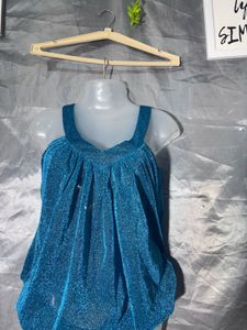 Sparkly Blue Draped Top