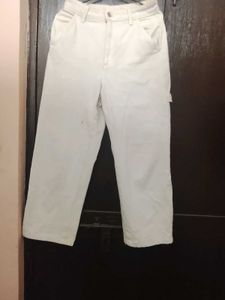 Cream Wide Leg Jeans