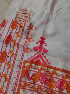 🤍✨white Embroidered Silk Kurta