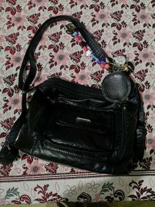 Chic Black Faux Leather Shoulder Bag