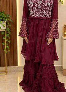 Embroidered Tiered Sharara Set