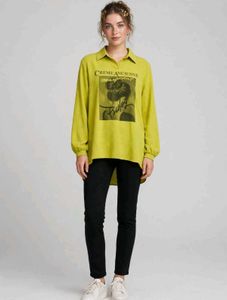 Lime Green Graphic Print Long Sleeve Top