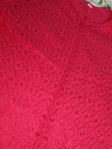 red and white plazo kurta set