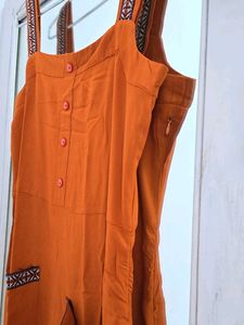 Dressbery Orange Sundress with Tribal Strap Detail