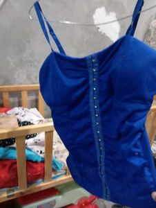 Royal Blue Ruched Corset Top