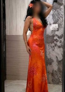 Orange Floral Mermaid Maxi Dress