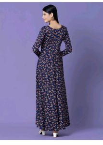 Elegant Navy Floral Maxi Dress