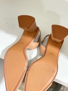 Zara Beige Block Heel