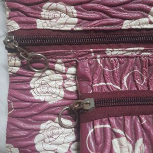 Small Zipper Purse Crossbody Maroon Slingbag Women
