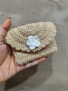 Handmade Crochet 🧶 Clutch with Flower 🌸 Accent