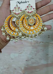 Yellow Meenakari Jhumka Earrings