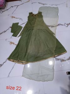 Girls' Olive Green Embellished Top