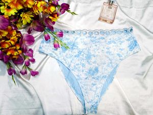 🇳🇿💫🎀Blue Floral High-Waisted Bikini Bottom