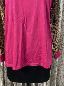 Chic Pink &amp; Leopard Print Raglan Top