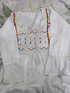 Embroidered White Kurta