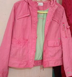 Pink Hooded Utility Jacket