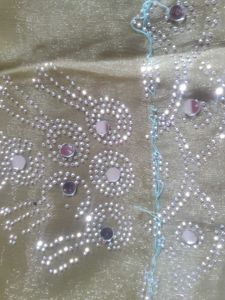 Embellished Olive Green organza Saree