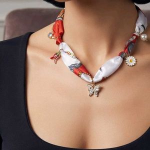 Cute Scarf Necklace with Charms