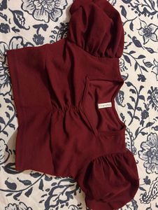 Burgundy Puff Sleeve Top