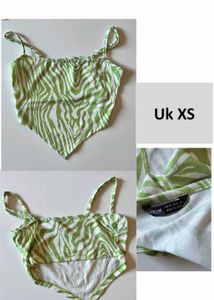 Green Zebra Print Crop Top