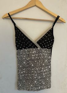 Stylish Black &amp; White Patterned Camisole