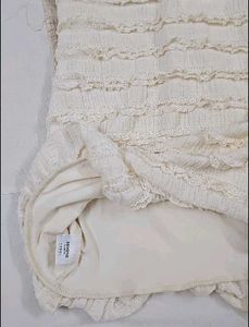 Savana Cream Textured Mini Dress with Tie Front