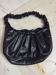 Chic Black Ruched Shoulder Bag