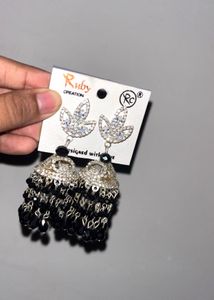 Ruby Creation Black Jhumka Earrings