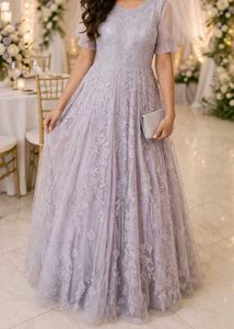 Elegant Grey Embroidered Gown