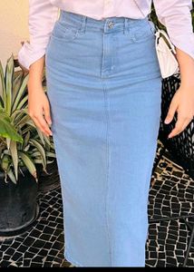 Light Wash Denim Maxi Skirt