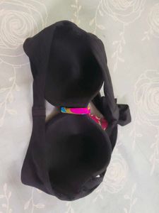 Black Strapless Bikini Top with Colorful Accent