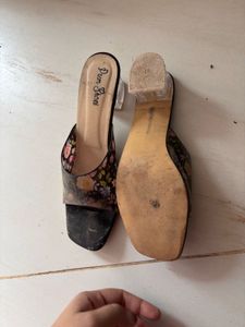 Floral Block Heel Mules