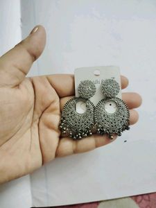61.Boho Silver Jhumka Earrings