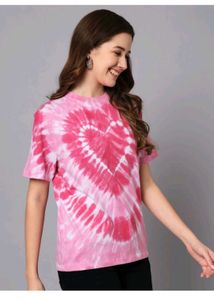 Trendy Pink Heart Tie-Dye T-Shirt