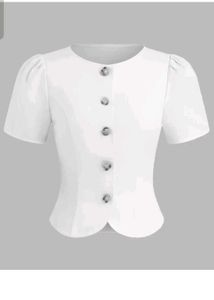 Chic White Puff Sleeve Button-Up Top