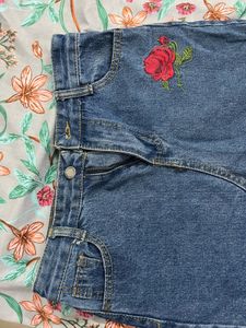 Embroidered Denim Skirt