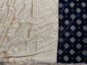 Elegant Navy Blue Velvet saree with Gold Embellish