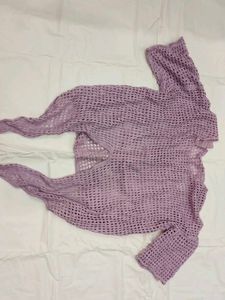 Lilac Knit Open Weave Sweater
