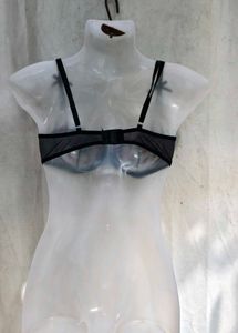 25279. Black Embroidered Sheer Bra