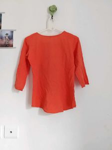 Orange Kurti with Embroidery